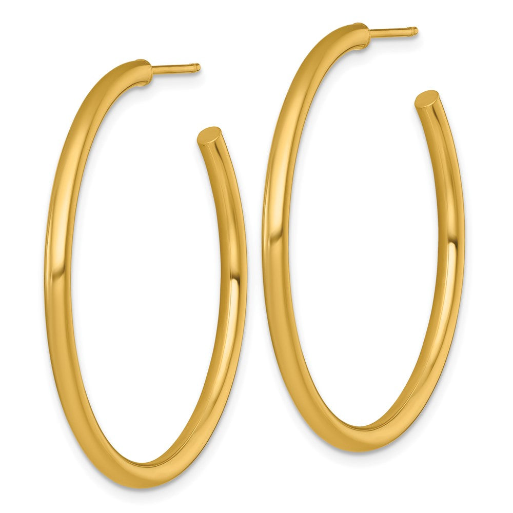 14K Yellow Gold Polished 2.5 x 40mm Tube C-Hoop Post Earrings