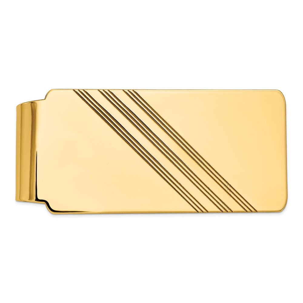 14K Yellow Gold Men's Grooved Polished Money Clip