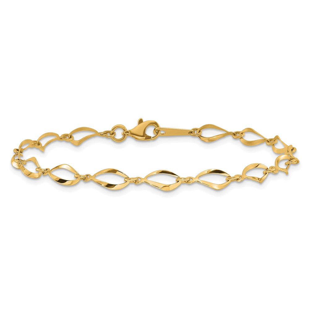 14K Yellow Gold Polished Fancy Twisted Link 7.25 Inch Bracelet