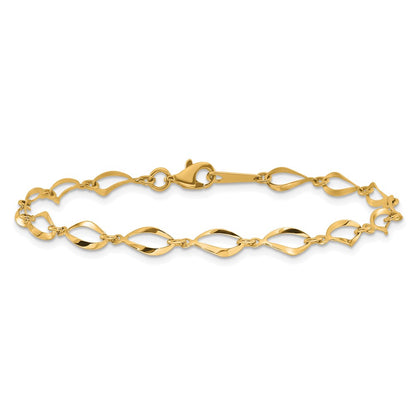 14K Yellow Gold Polished Fancy Twisted Link 7.25 Inch Bracelet
