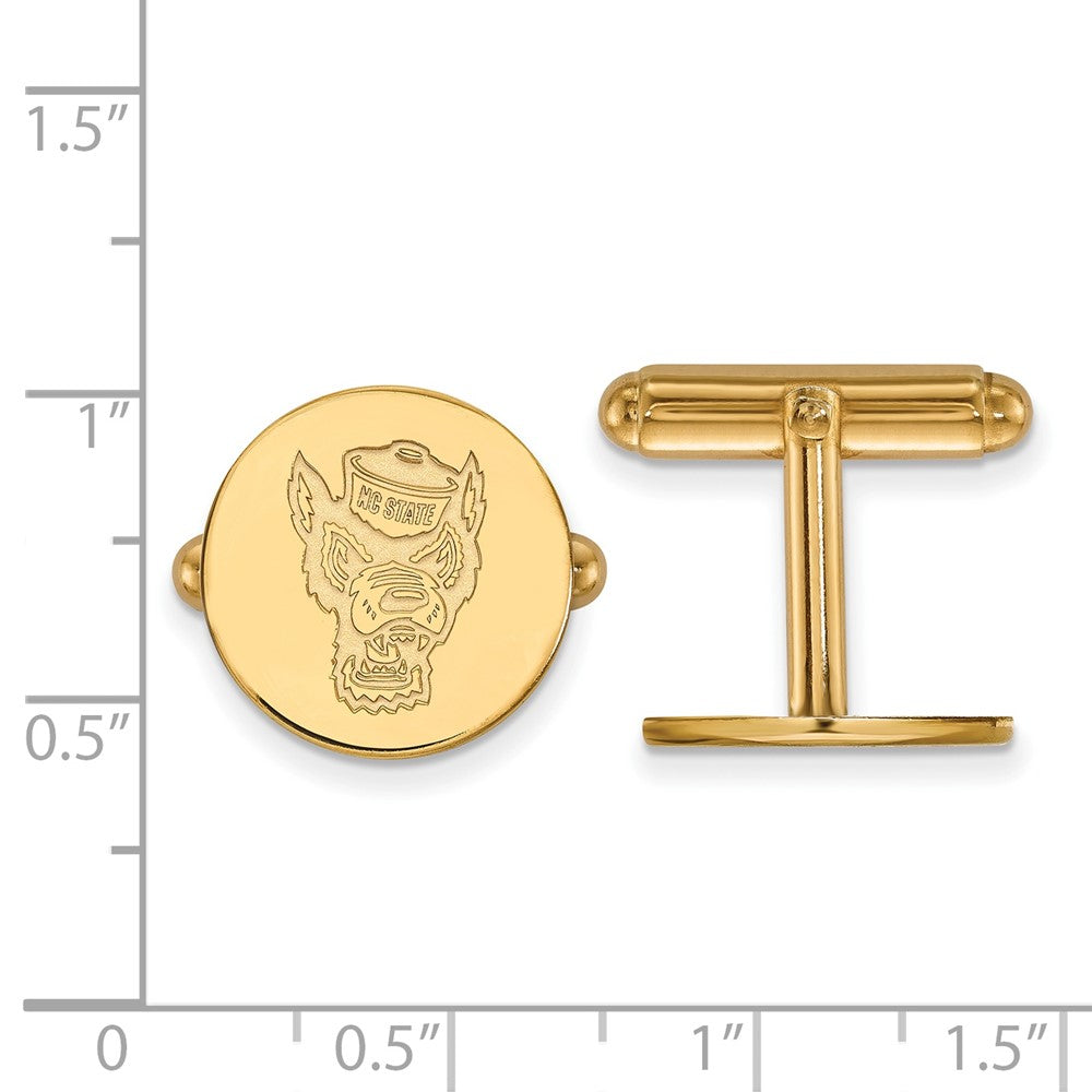 14K Yellow Gold Gold LogoArt North Carolina State University Wolf Cuff Links