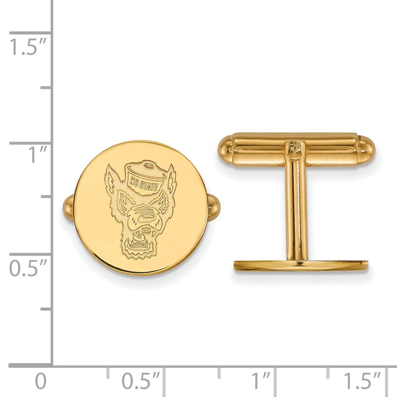14K Yellow Gold Gold LogoArt North Carolina State University Wolf Cuff Links