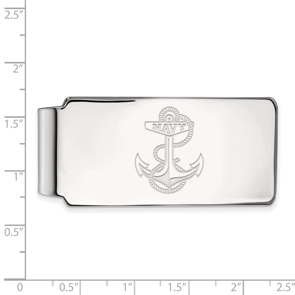 14K White Gold LogoArt US Naval Academy Anchor Money Clip