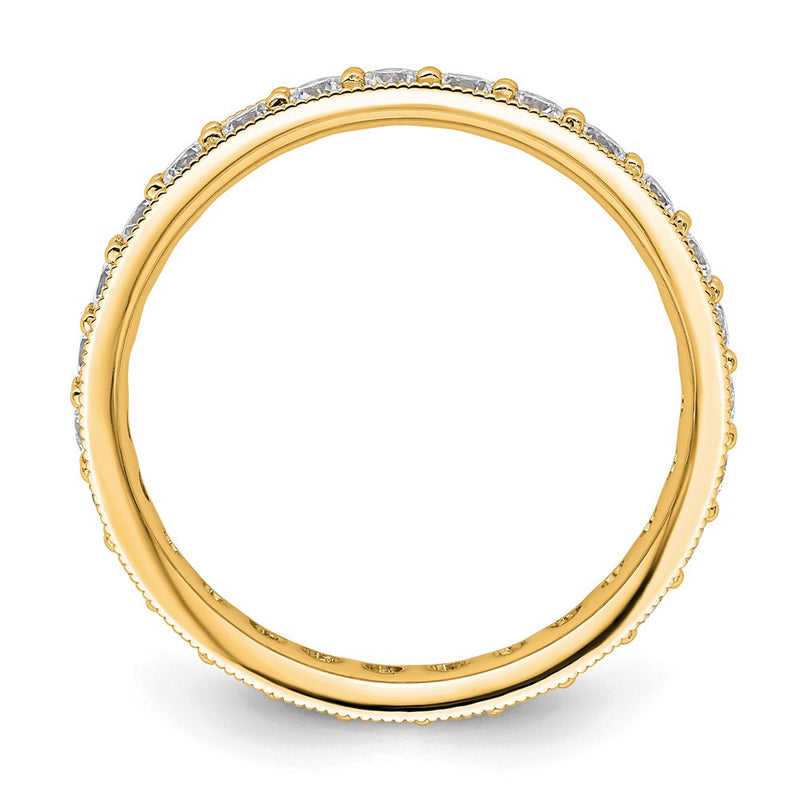 14K Yellow Gold Polished Size 6 Vintage 1 carat Diamond Complete Eternity Wedding Band Ring
