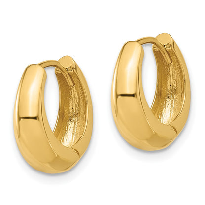 14K Yellow Gold Polished Hinged Huggie Hoop Earrings