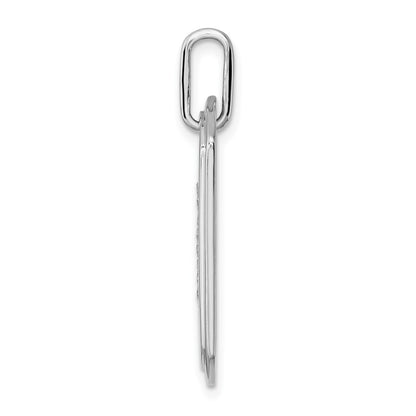 14K White Gold  Diamond Initial R Dog Tag Charm