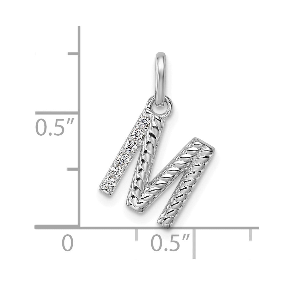 14K White Gold Twisted .05 ct. Diamond Initial M Charm