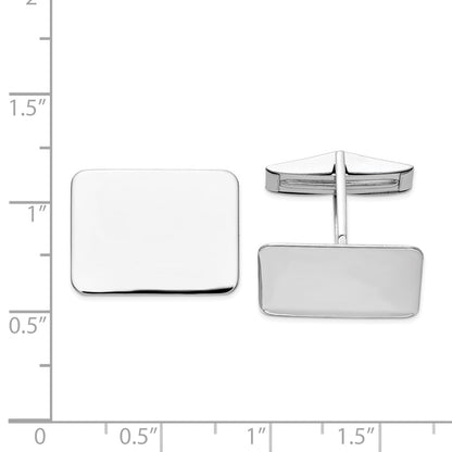 14K White Gold Men's Rectangular Cuff Links