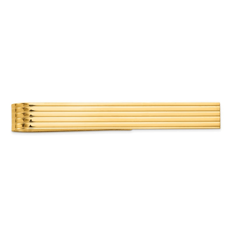 14K Yellow Gold Men's Grooved Tie Bar
