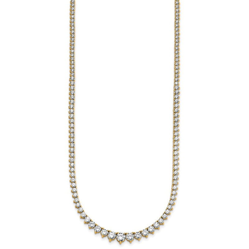 14K Yellow Gold 10 1/10 carat Lab Grown Diamond VS+ F+ Complete Round 16 Inch Graduated Tennis Necklace