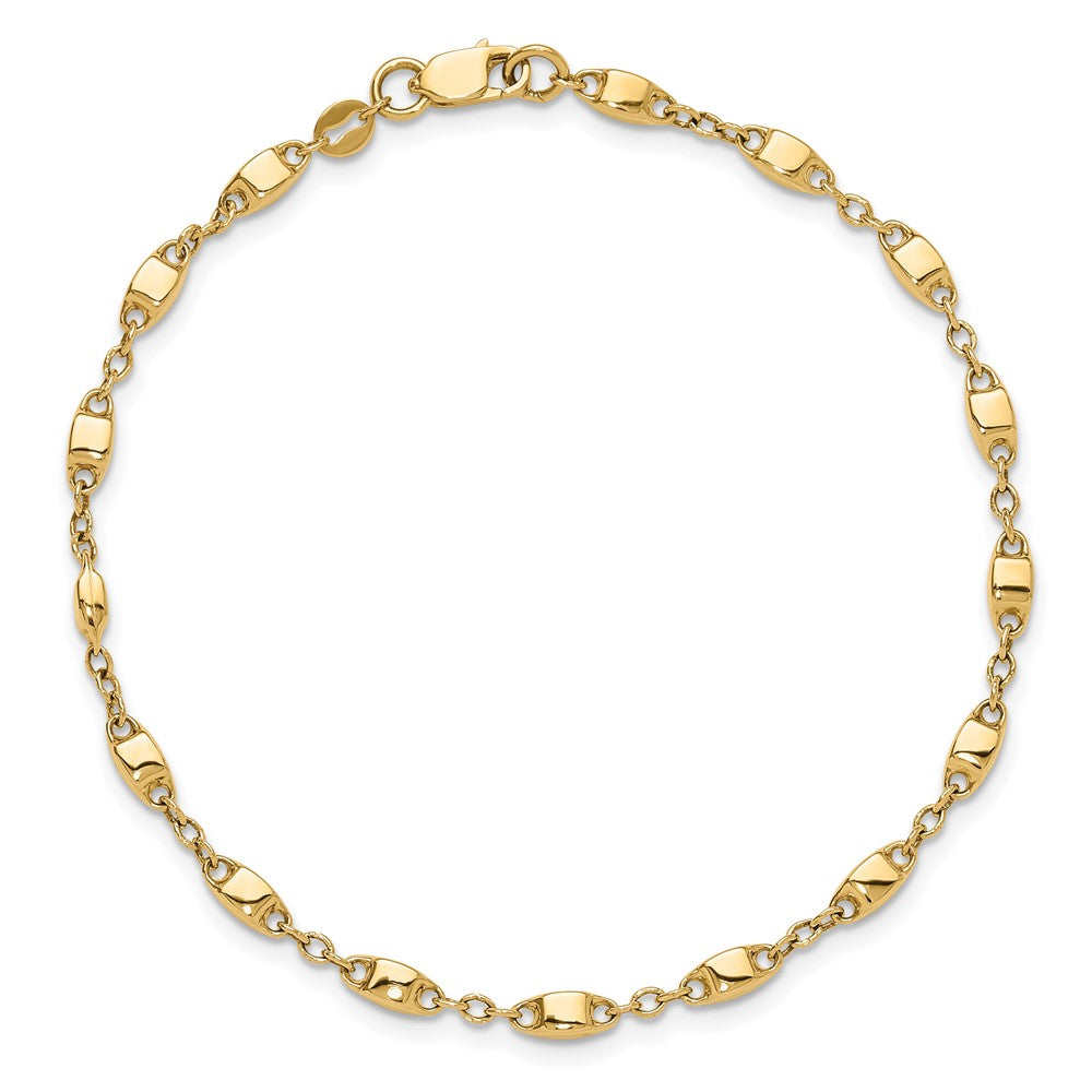 14K Yellow Gold Polished Fancy Square Link 7.5 Inch Bracelet