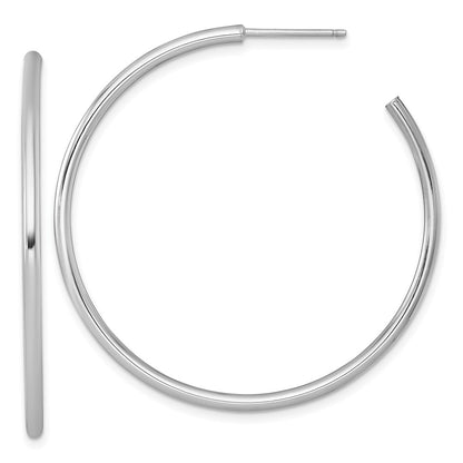 14K White Gold Polished 2.0 x 45mm Tube C-Hoop Post Earrings