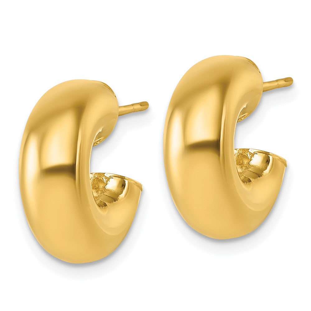 14K Yellow Gold Polished 6.00 x 15mm Tube C-Hoop Post Earrings