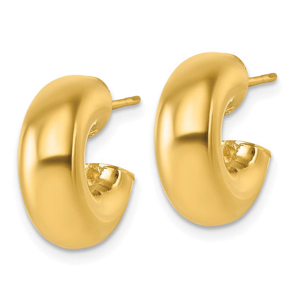 14K Yellow Gold Polished 6.00 x 15mm Tube C-Hoop Post Earrings