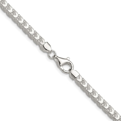 Sterling Silver 4.7mm D/C Square Franco 30 Inch Chain
