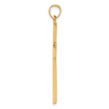 14K Yellow Gold with Rhodium Polished Latin Cross Pendant