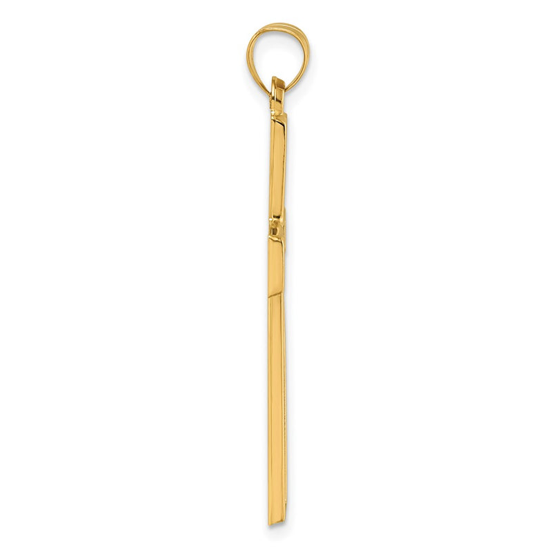 14K Yellow Gold with Rhodium Polished Latin Cross Pendant