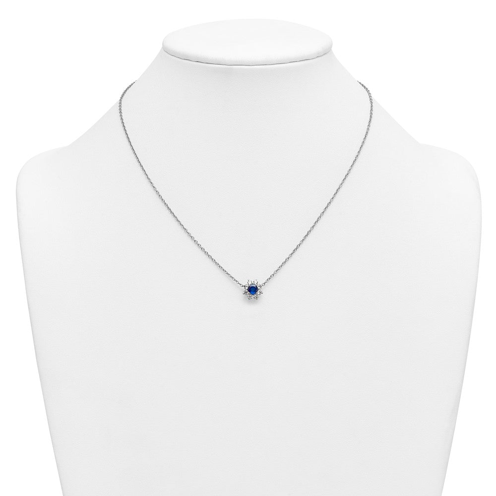 14K White gold VS/SI G+ Lab Grown Diamond and AAA quality Genuine Blue Sapp
