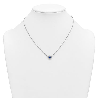 14K White gold VS/SI G+ Lab Grown Diamond and AAA quality Genuine Blue Sapp