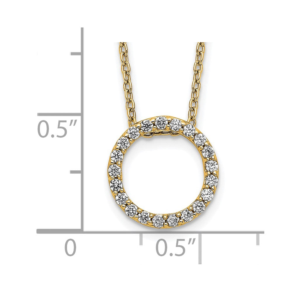 14K Yellow Gold Polished 1/4 carat Diamond Circle 18 Inch Necklace