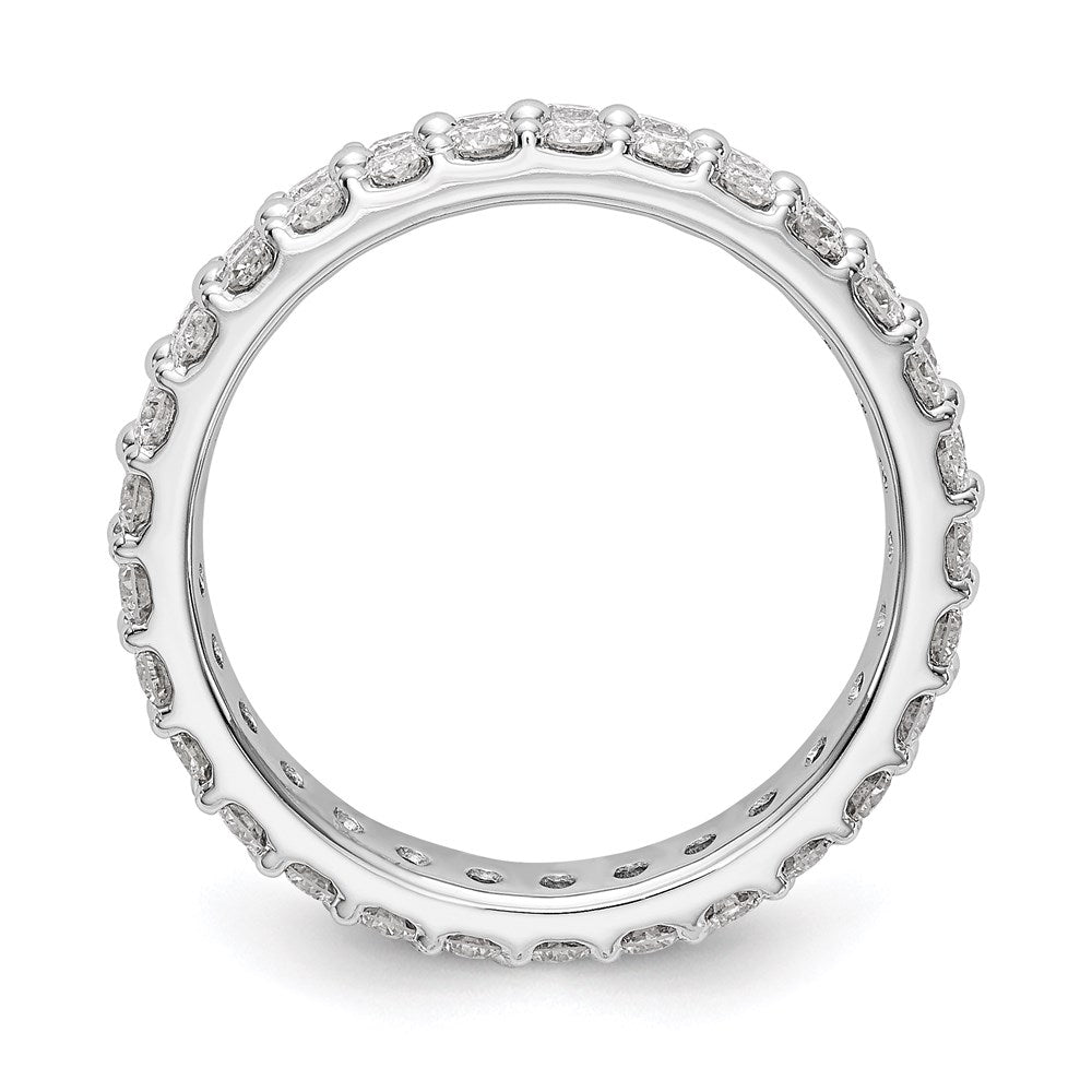 True Origin 14K White Gold 2 carat Lab Grown Diamond VS+ F+ Complete Double Row Size 9.25 Eternity Wedding Band Ring