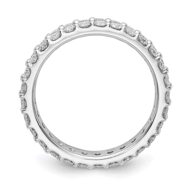 True Origin 14K White Gold 2 carat Lab Grown Diamond VS+ F+ Complete Double Row Size 9.25 Eternity Wedding Band Ring
