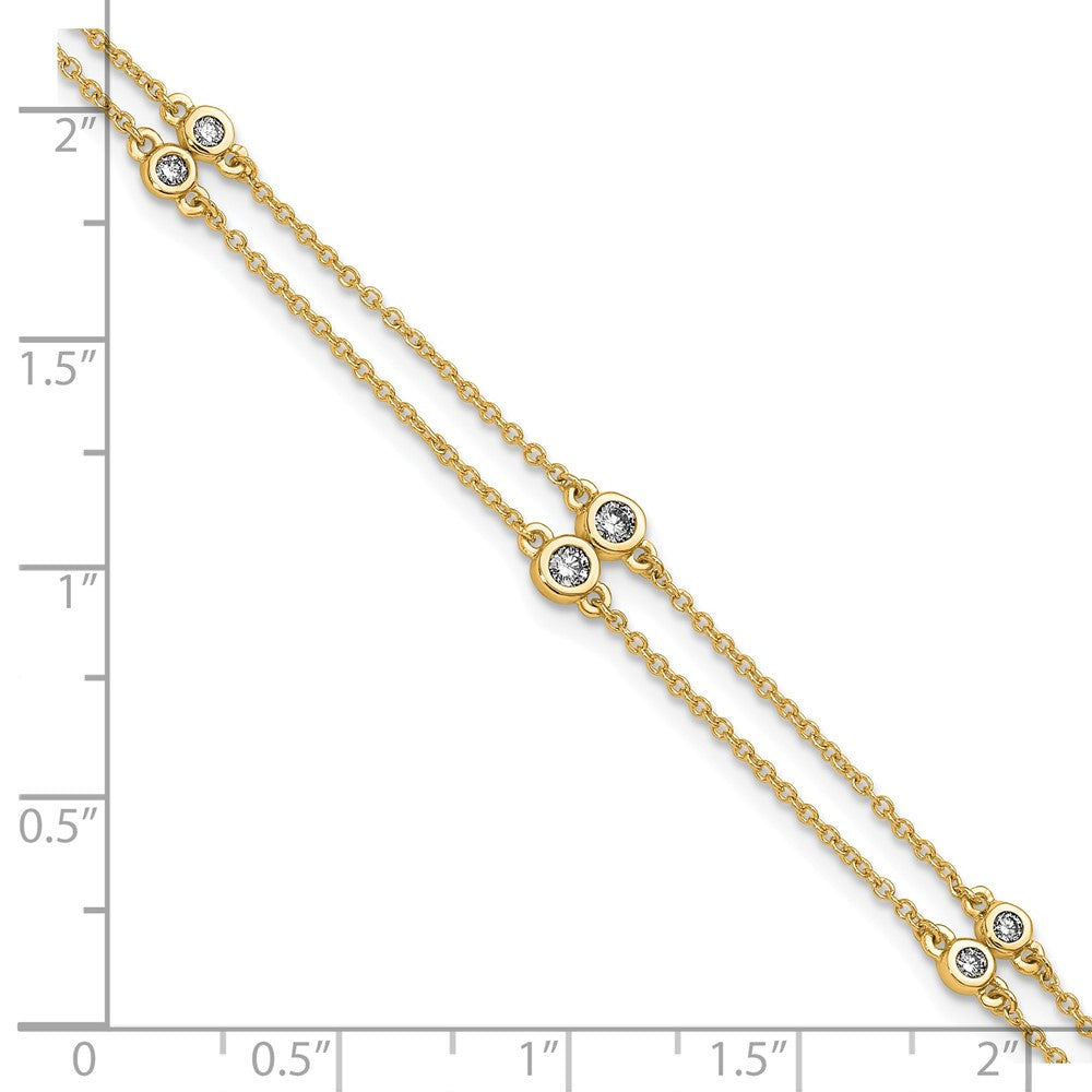 14K Yellow Gold Complete 1/4 carat Diamond Multi-Station Double Strand 7 Inch Bracelet