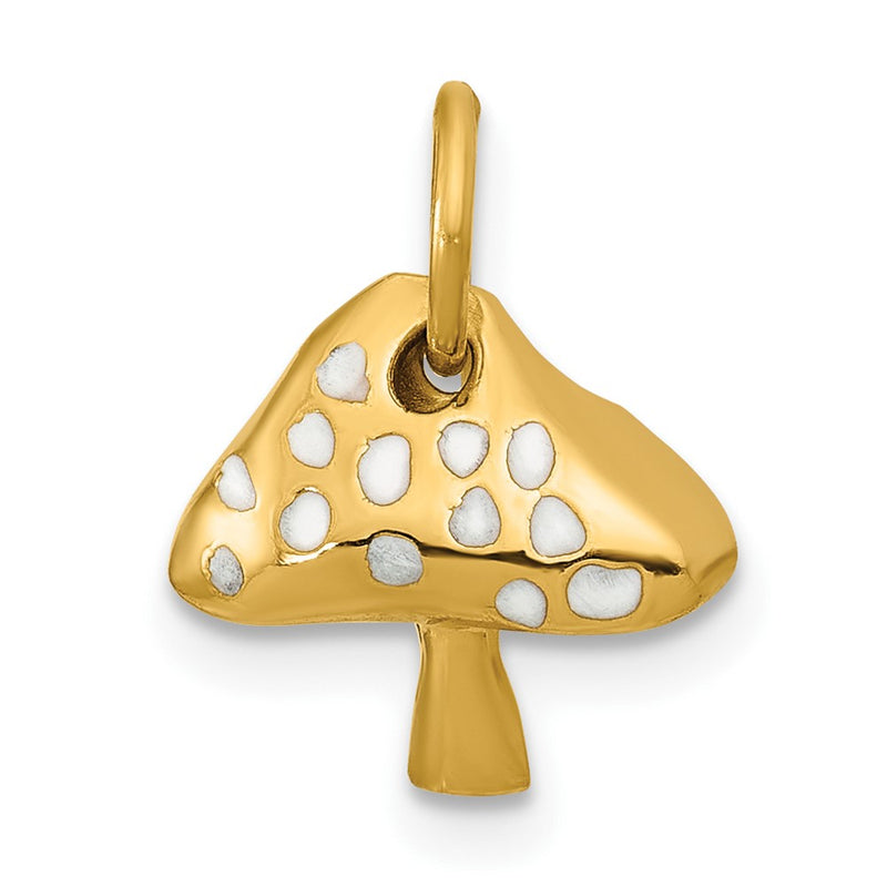 14K Yellow Gold Enameled Curvy Toadstool Charm