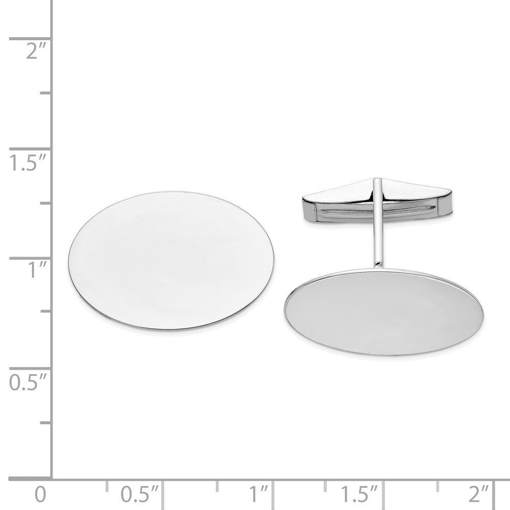 14K White Gold Men's Oval Cuff Links