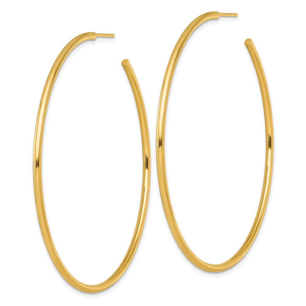 14K Yellow Gold Polished 2.0 x 65mm Tube C-Hoop Post Earrings