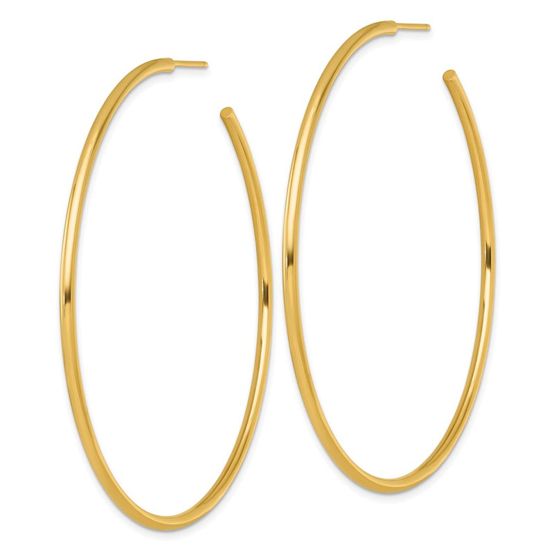 14K Yellow Gold Polished 2.0 x 65mm Tube C-Hoop Post Earrings