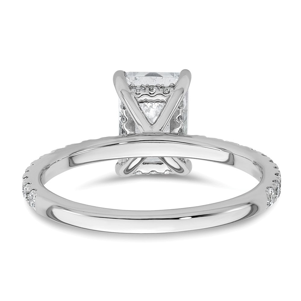 14K White Gold 2 carat Certified Lab Grown Diamond VS/SI+ G+ Radiant Complete Solitaire with Flair Engagement Ring