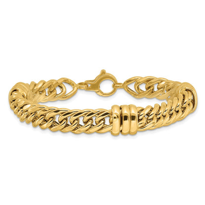 14K Yellow Gold Polished 10mm Fancy Curb Link Chain Bracelet