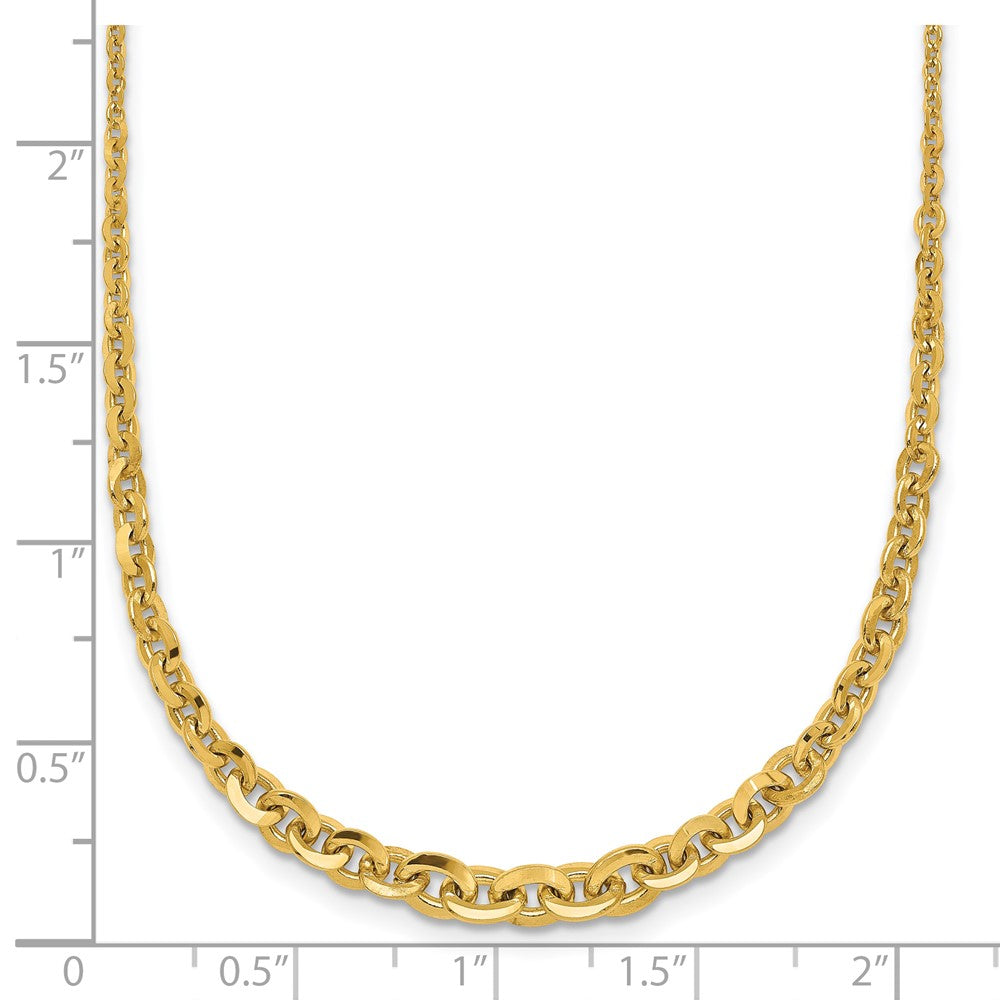 14K Yellow Gold Polished Fancy Graduated Cable Link 18 Inch Necklace