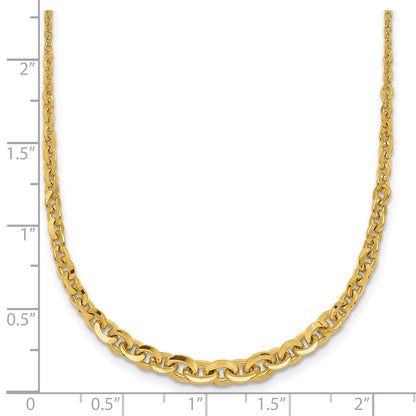 14K Yellow Gold Polished Fancy Graduated Cable Link 18 Inch Necklace