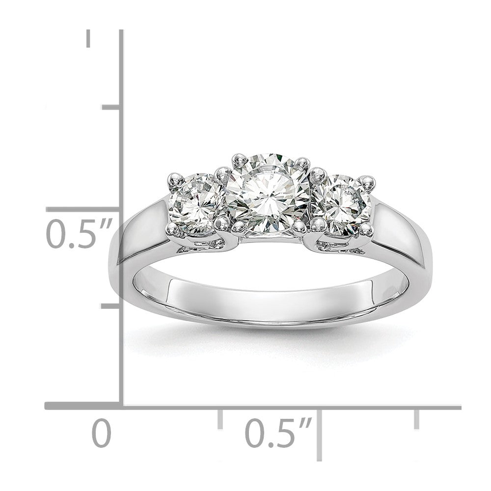 14K White Gold Round Simulated Diamond Halo Engagement Ring