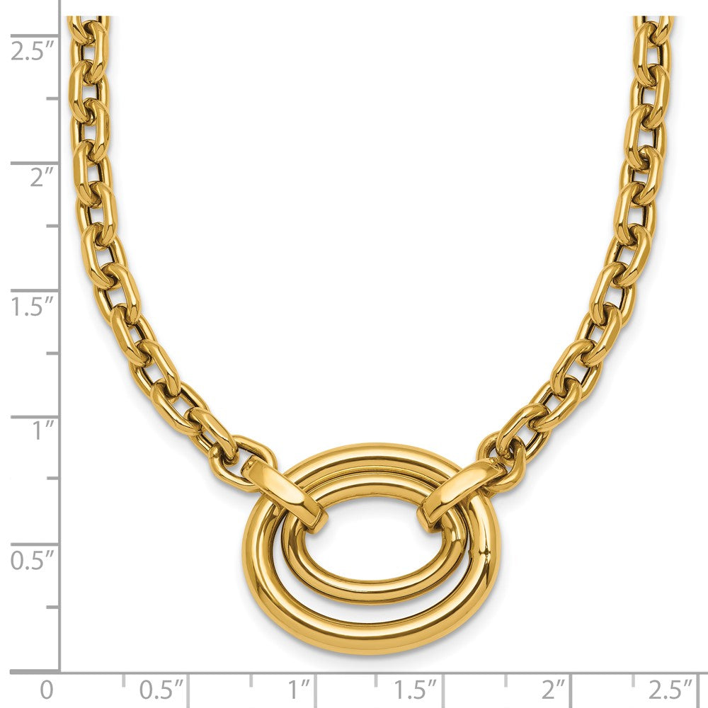 14K Yellow Gold Polished Double Oval 17.5 Inch Fancy Necklace Plus 0.5 Inch Extender