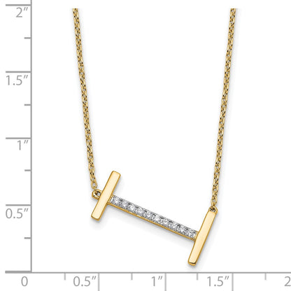 14K Yellow Gold Sideways Diamond Initial I 18 Inch Necklace