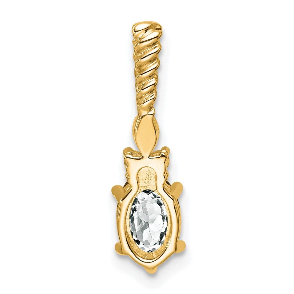 14K Yellow Gold Diamond and 7x5 Oval April/ Topaz Twisted Chain Slide