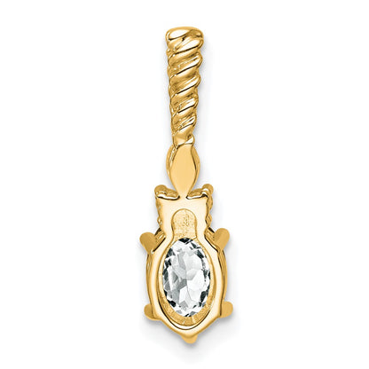 14K Yellow Gold Diamond and 7x5 Oval April/ Topaz Twisted Chain Slide