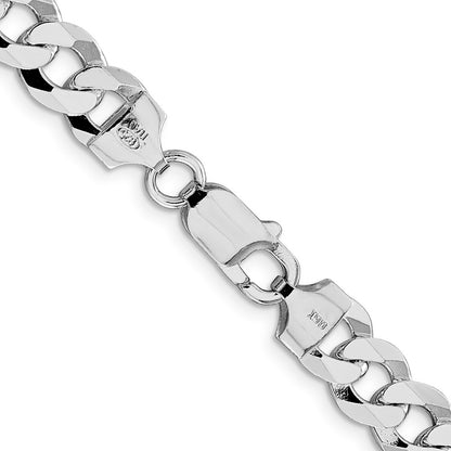 Sterling Silver Rhodium-plated 8.5mm Flat Curb 30 Inch Chain