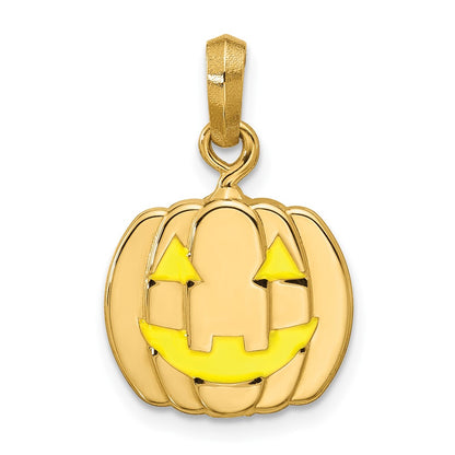 14K Yellow Gold Enameled Jack-o-Lantern Pendant