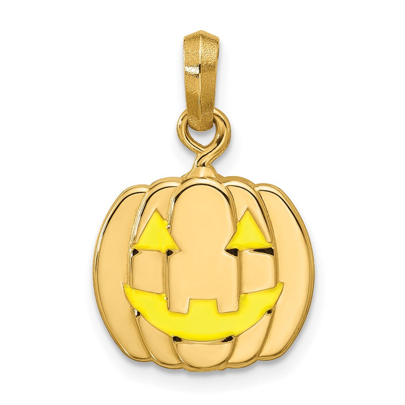 14K Yellow Gold Enameled Jack-o-Lantern Pendant