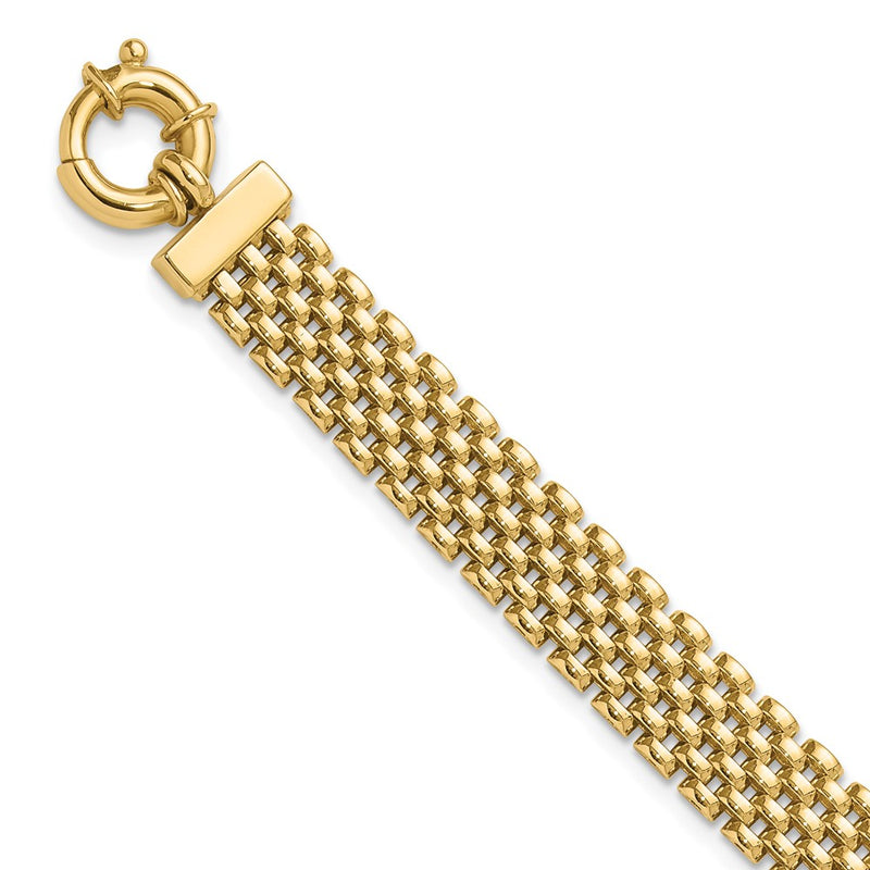 14K Yellow Gold Polished 8.4mm Panther Link Chain Bracelet
