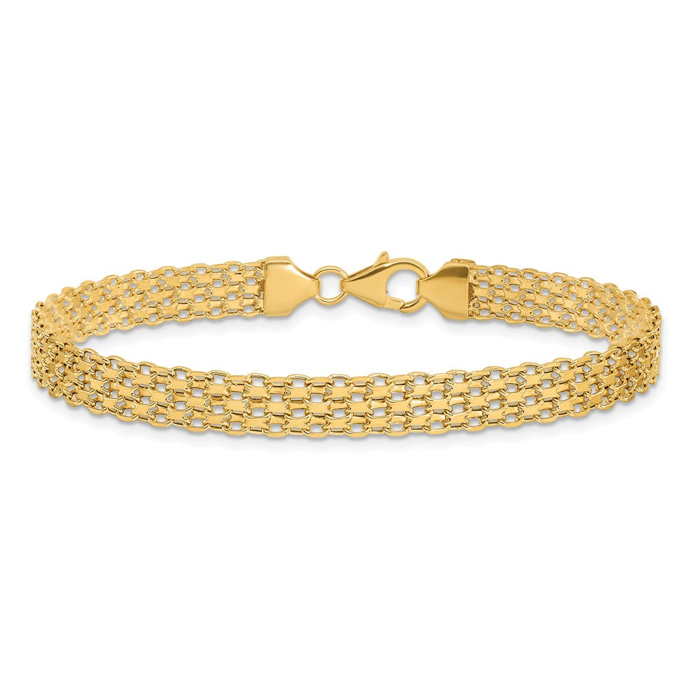 14K Yellow Gold Polished 6.2mm Fancy Bismark Link Chain Bracelet