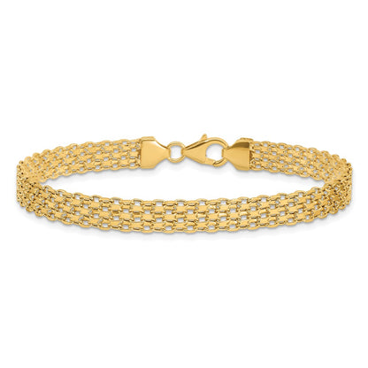 14K Yellow Gold Polished 6.2mm Fancy Bismark Link Chain Bracelet