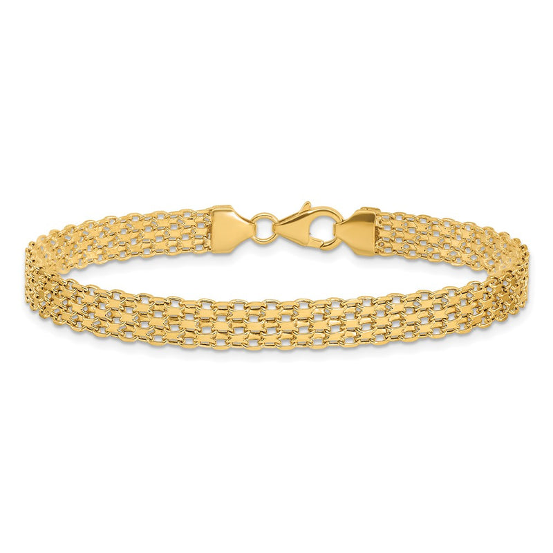 14K Yellow Gold Polished 6.2mm Fancy Bismark Link Chain Bracelet