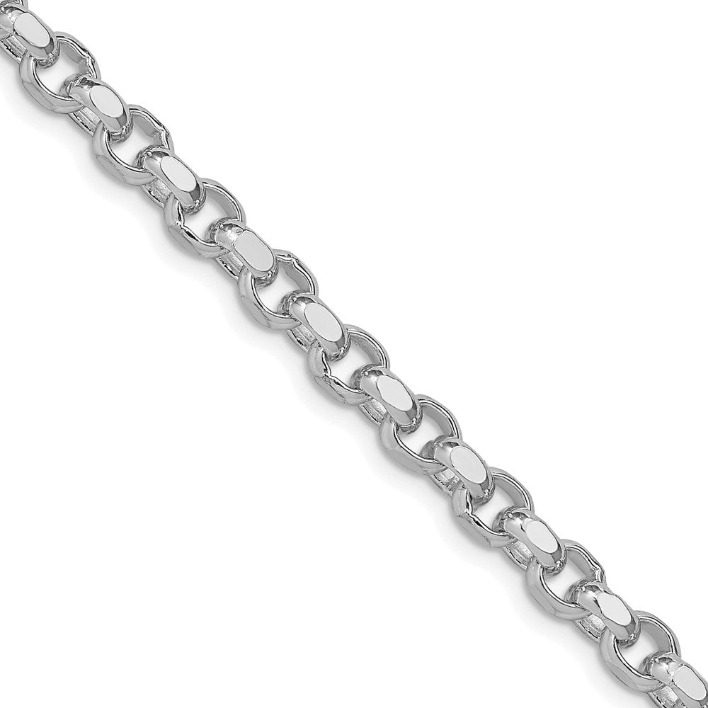 Sterling Silver Rhodium-plated 4mm Diamond-cut Rolo 30 Inch Chain