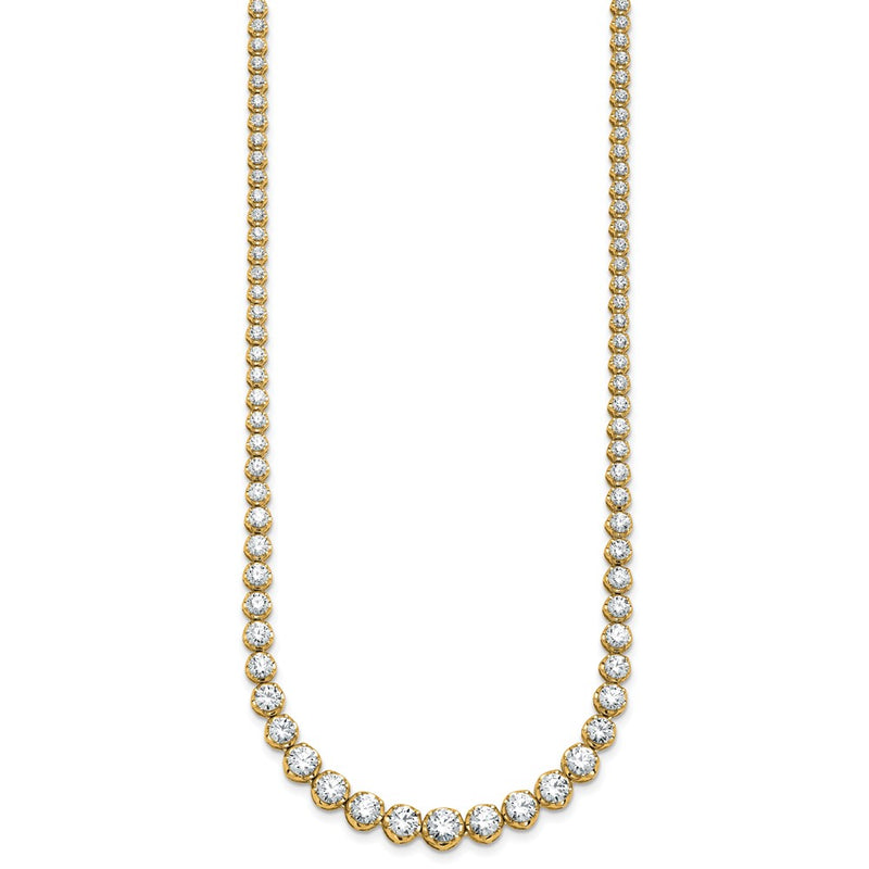 14K Yellow Gold 11 1/15 carat Certified Lab Grown Diamond VS/SI+ G+ Complete Round 20 Inch Graduated Tennis Necklace