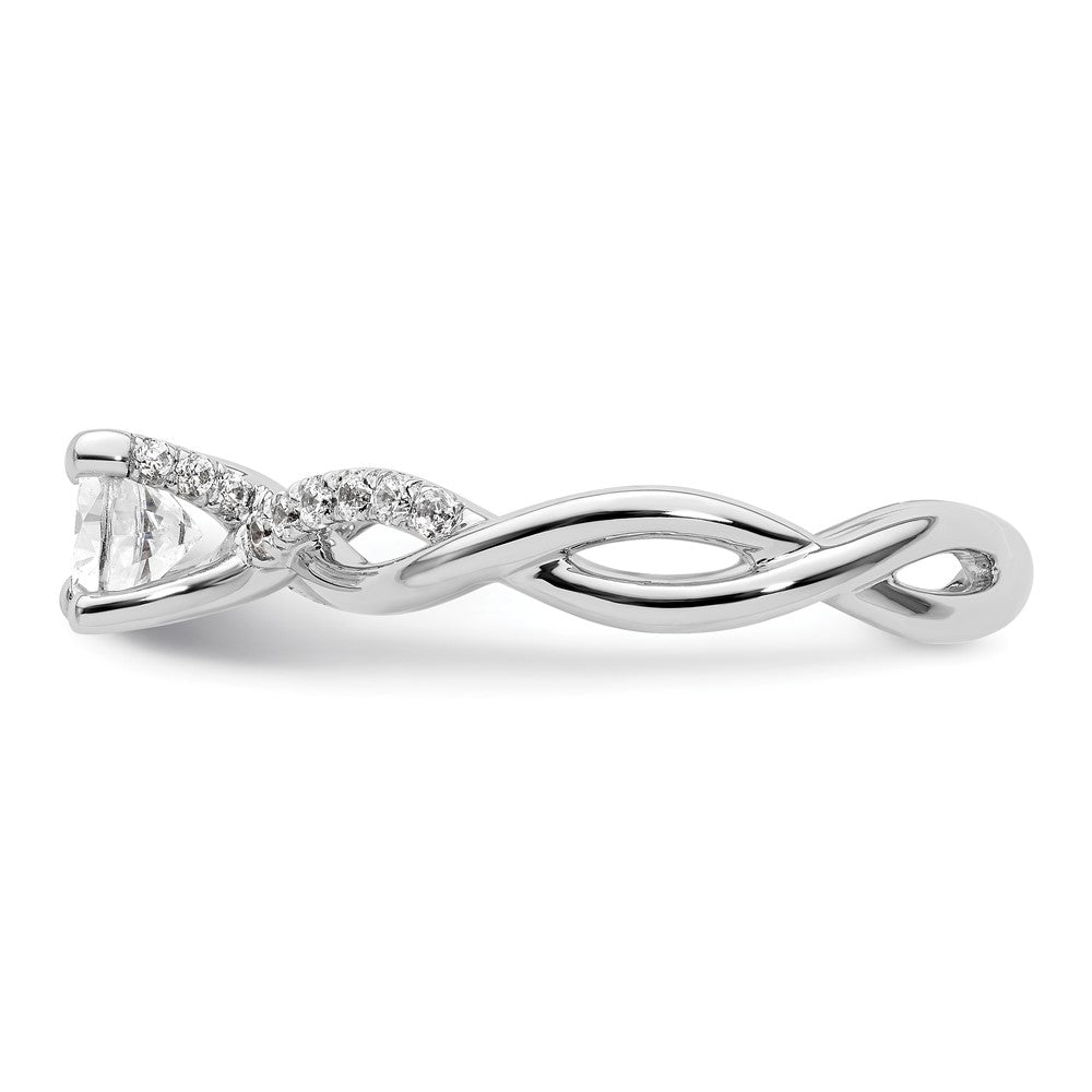 14K White Gold Criss-Cross (Holds 3/4 carat (5.8mm) Round Center) 1/5 carat Diamond Semi-mount Engagement Ring